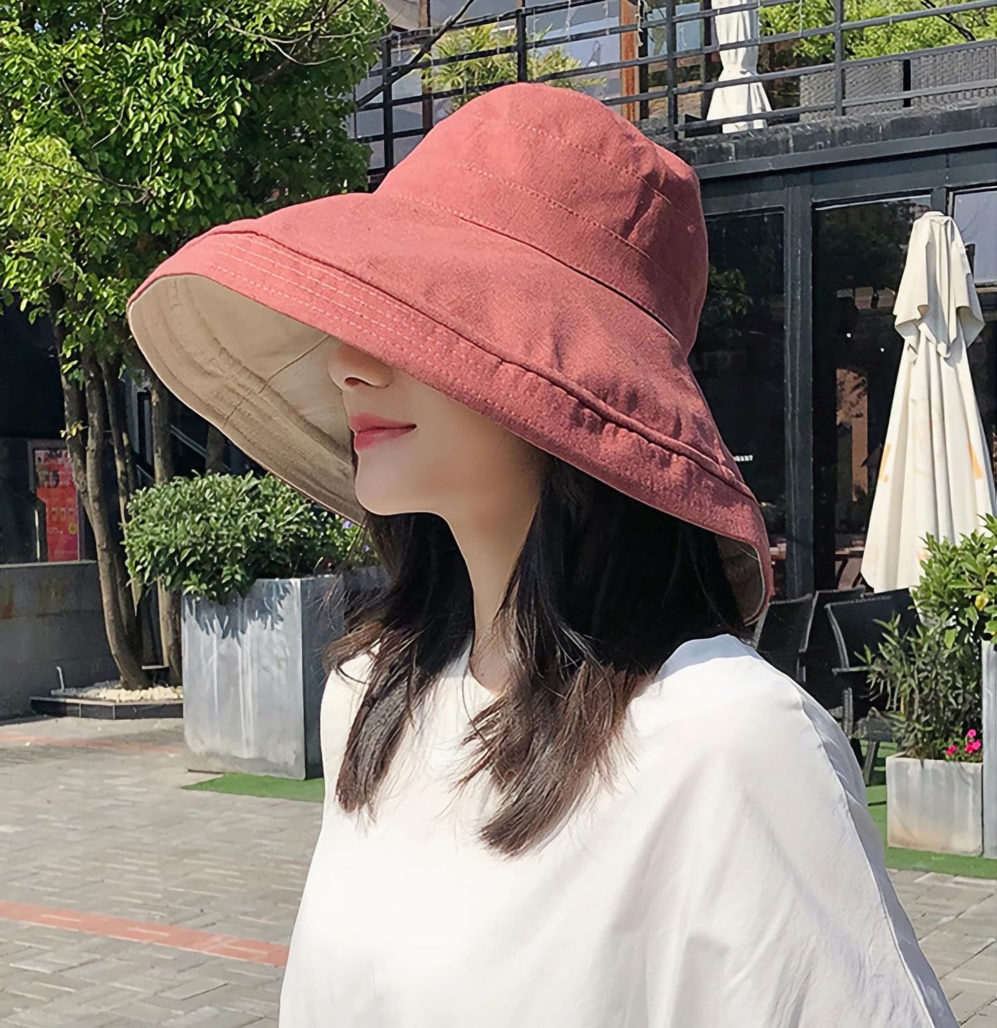 Women Wide Brim Sun Hats Metal Wired Edge Summer UV Protection Beach Fishing Hat for Hiking Garden Travel Chin Strap