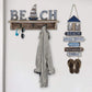 SAILINGSTORY Beach Wall Decor, Beach Sign Key Holder for Wall Mounted Coat Rack with Shelf, Beach Decor Nautical Decor Key Hook for Wall with Shelf