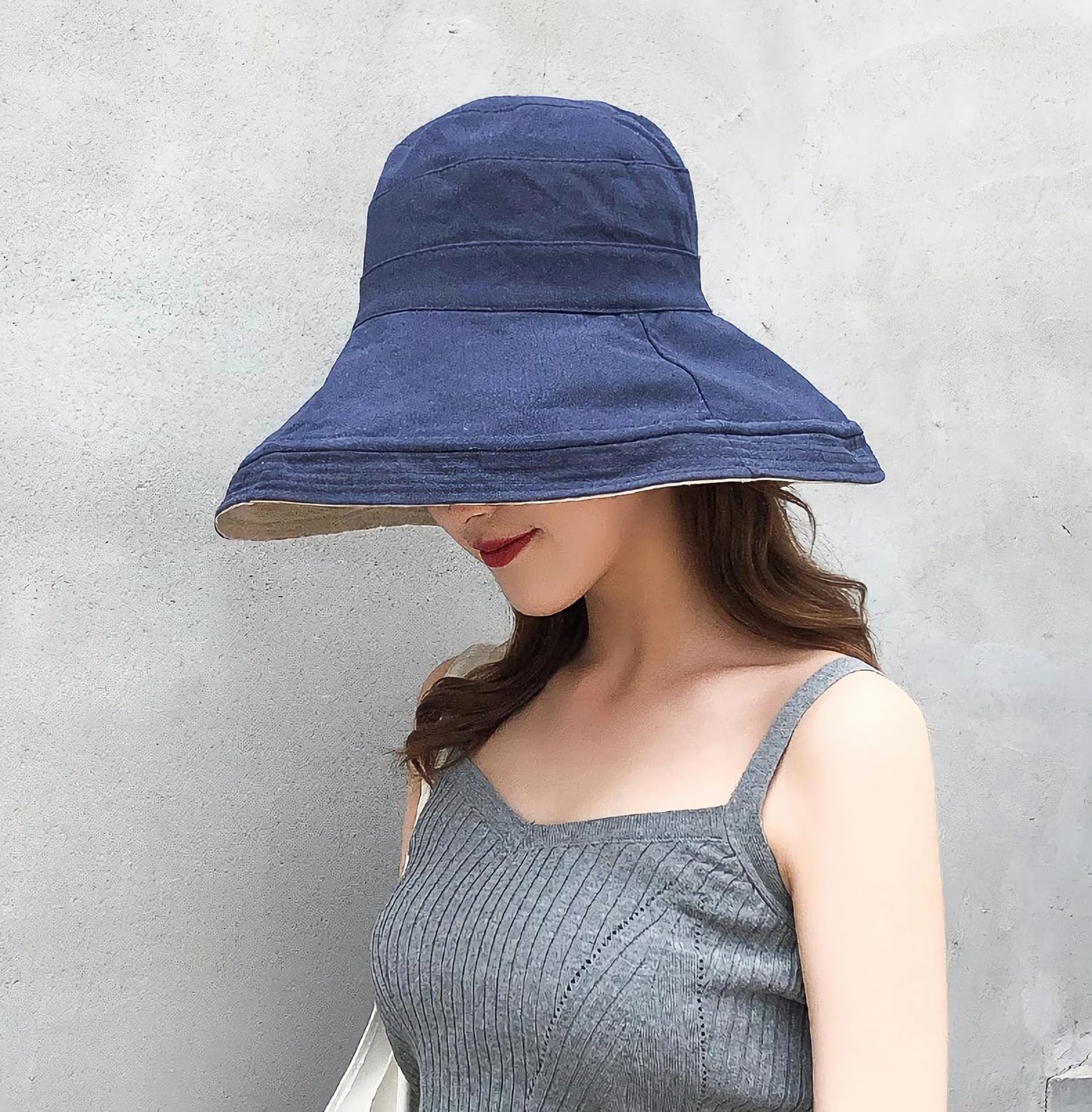 Women Wide Brim Sun Hats Metal Wired Edge Summer UV Protection Beach Fishing Hat for Hiking Garden Travel Chin Strap