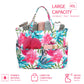 LEDAOU Large Beach Tote Bag Women Waterproof Sandproof Zipper Beach Tote Bag for Pool Gym Grocery Travel with Wet Pocket