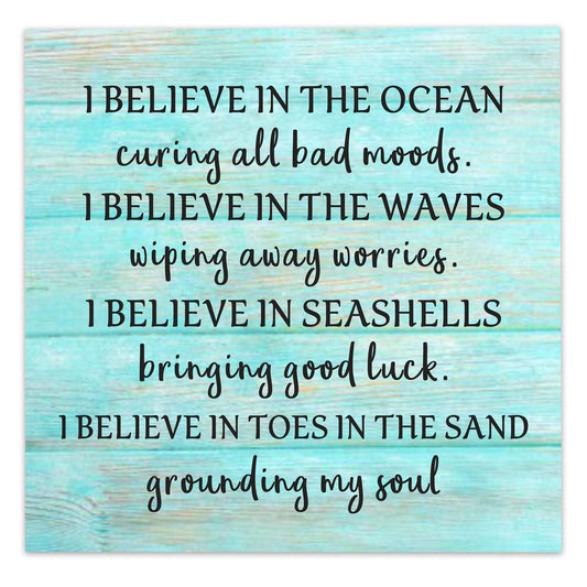 I Believe in The Ocean Curing All Bad Moods, I Believe in The Waves Washing Away Worries Ocean Wood Sign Gift, Sea Gift, Ocean Gift, Beach Bathroom, Bedroom Gift, Beach Classroom Gift