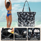 LEDAOU Large Beach Tote Bag Women Waterproof Sandproof Zipper Beach Tote Bag for Pool Gym Grocery Travel with Wet Pocket