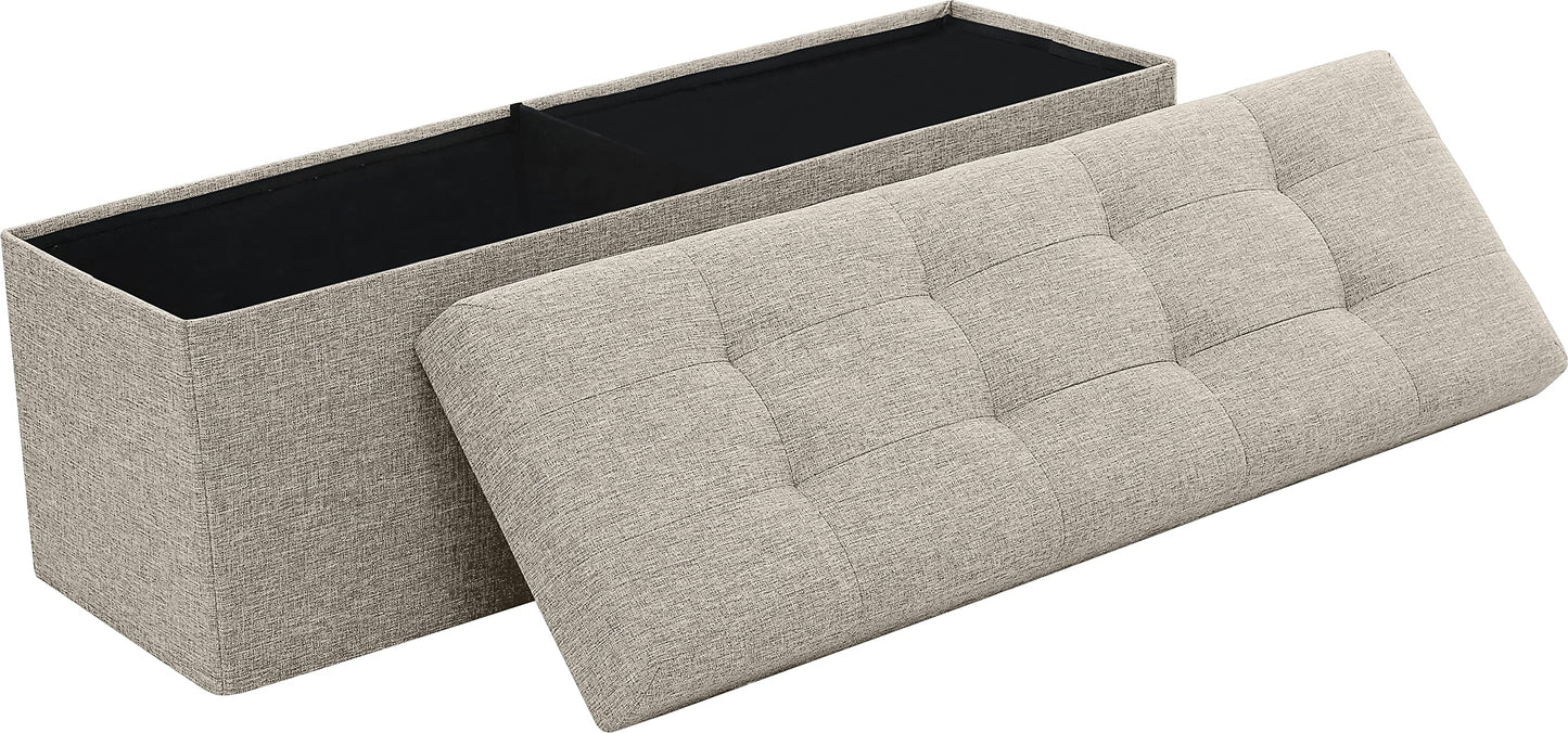 Ornavo Home 45 Inch Folding Storage Ottoman with Storage Bench, Long Large Storage Ottoman Bench, Storage Chest, Foot Rest Stool, Bedroom Bench with Storage - (Gray)