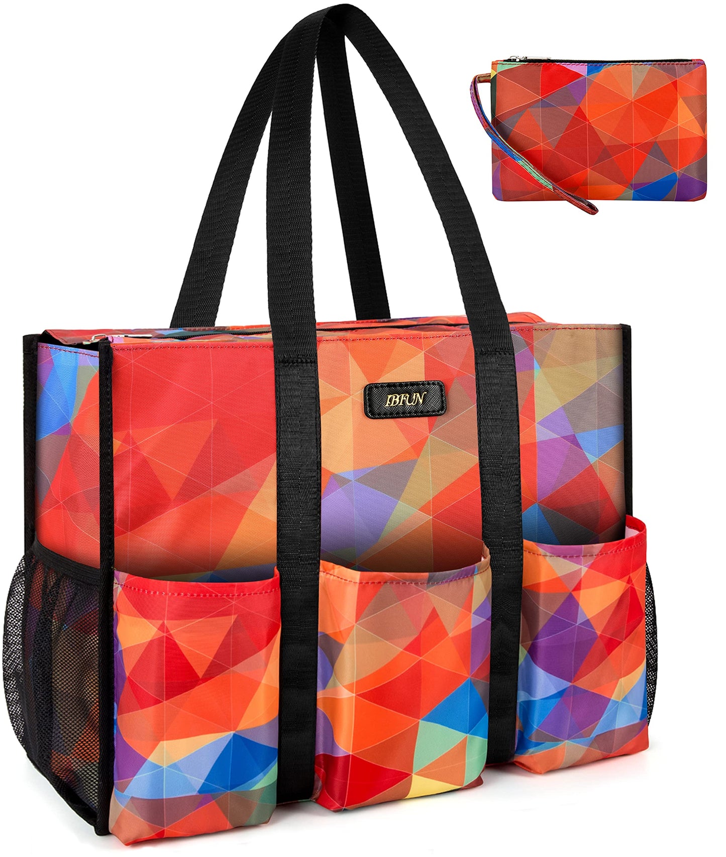 IBFUN Utility Tote Bag with 14/24 Pockets Zip Top Teacher Tote Bag for Teacher/Work Women