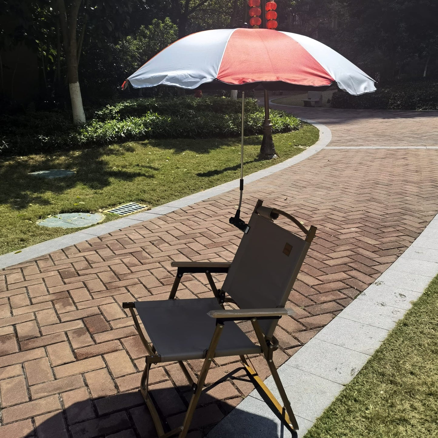 Chair Umbrella with Universal Clamp,46 inches UPF 50+ Clip on Parasol for Patio chair Beach Chairs Wheelchairs Golf Carts (Dark Blue)