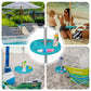 AMMSUN 13" Beach Umbrella Table Tray for Beach, Patio, Garden, Swimming Pool with Cup Holders, Snack Compartments White