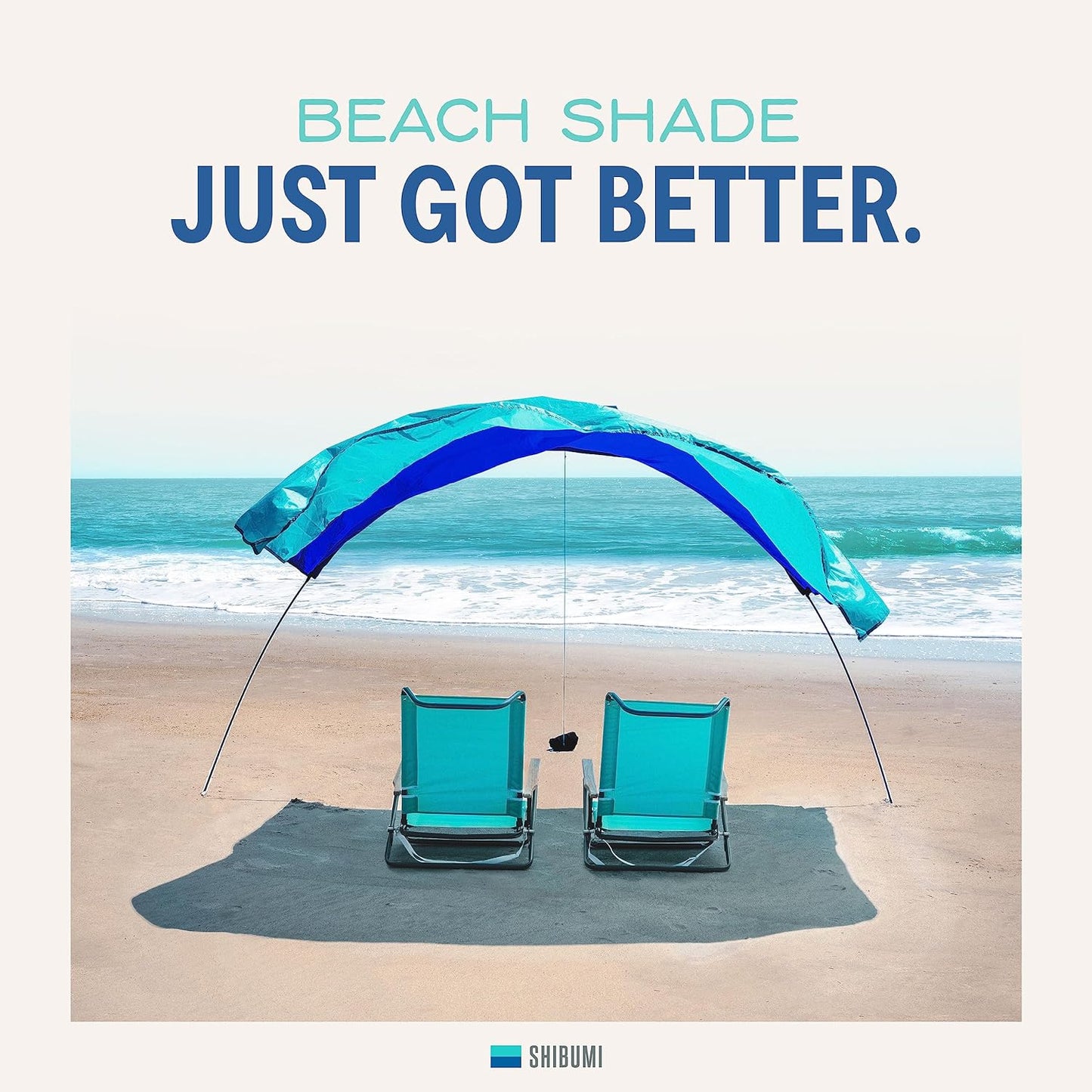 Shibumi Shade Mini®, World's Best Beach Shade, The Original Wind-Powered® Beach Canopy, Provides 75 Sq. Ft. of Shade, Compact & Easy to Carry, Sets up in 2 Minutes, Designed & Sewn in America