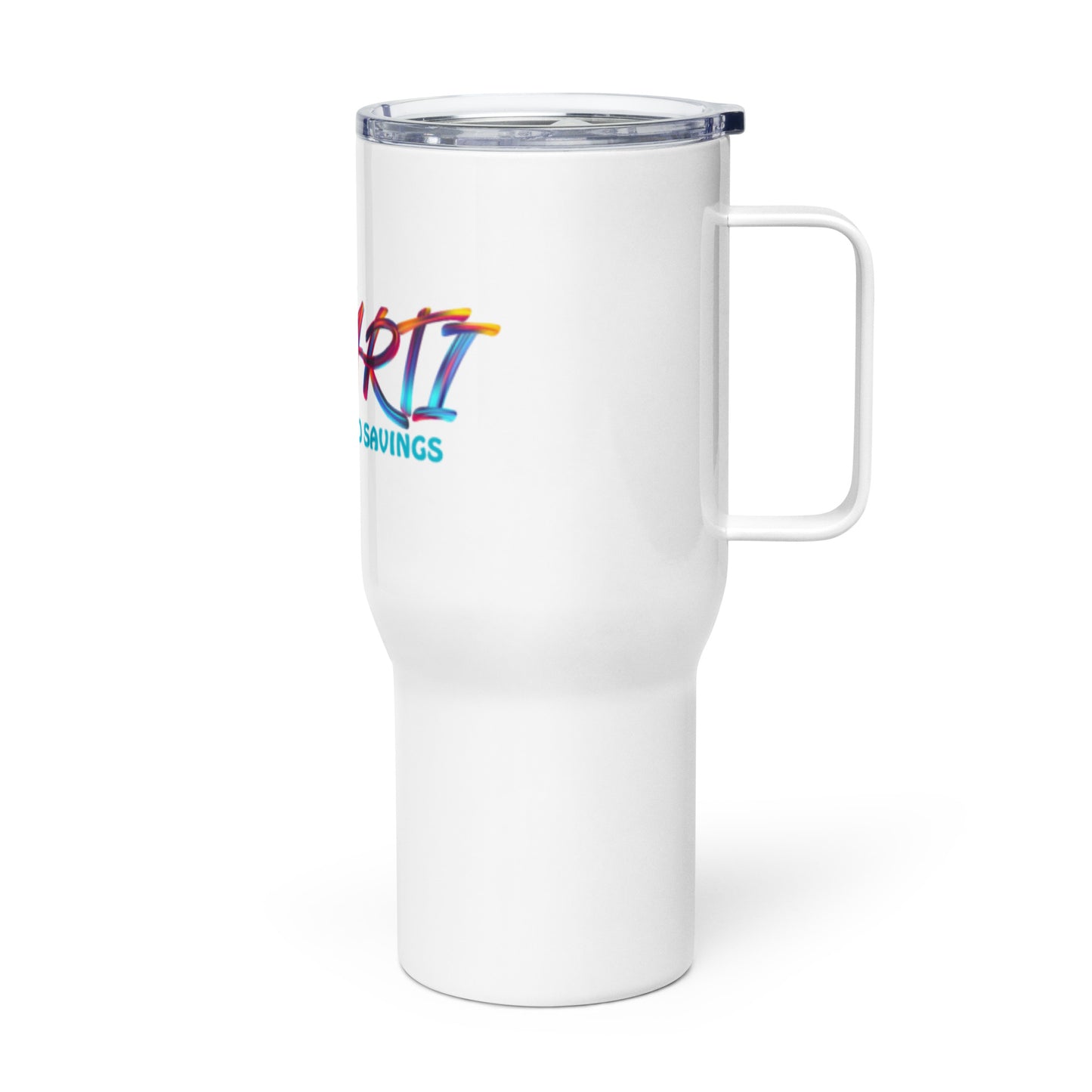 Travel mug with a handle