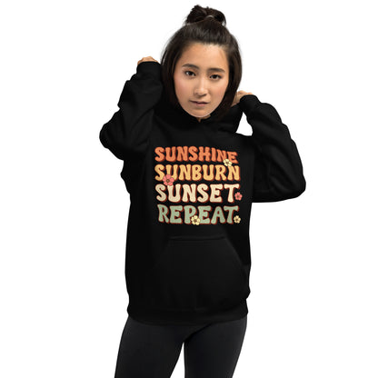 SUNSHINE SUNBURN SUNSET REPEAT HOODIE