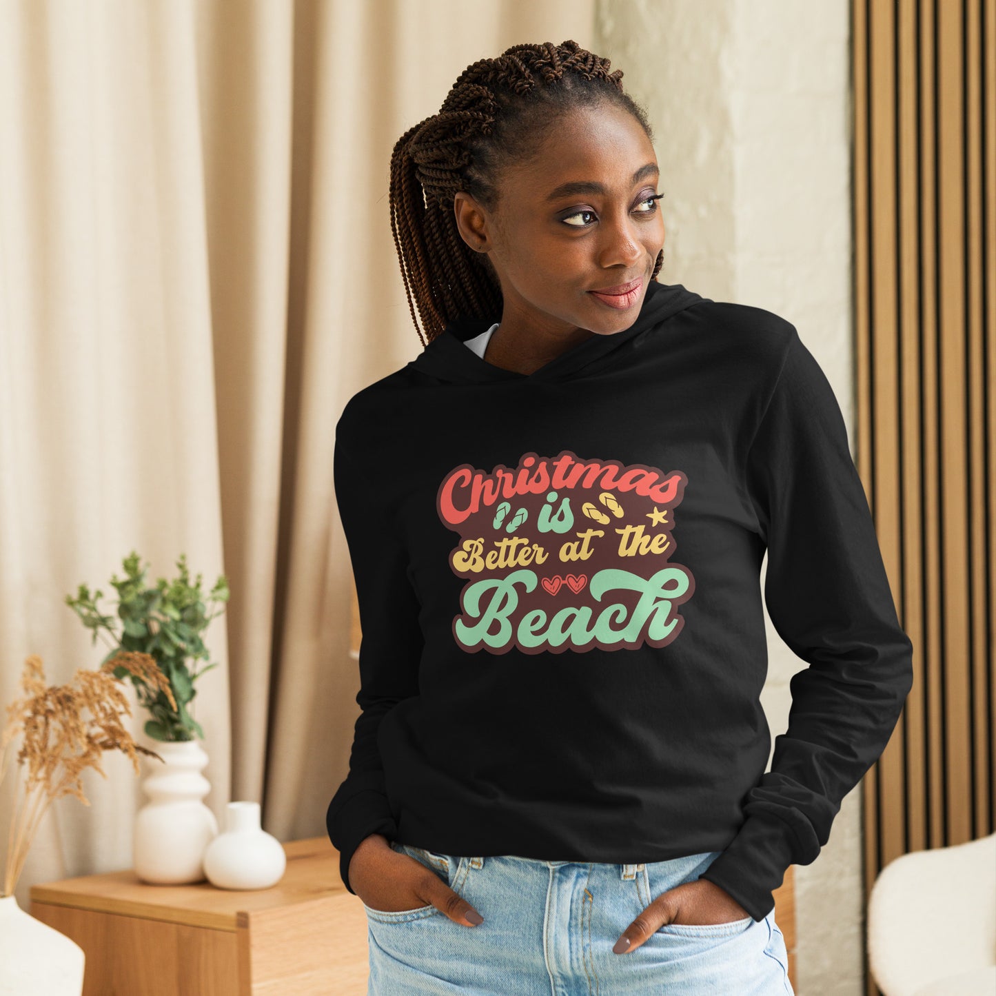 CHRISTMAS IS BETTER AT THE BEACH HOODED LONG SLEEVE