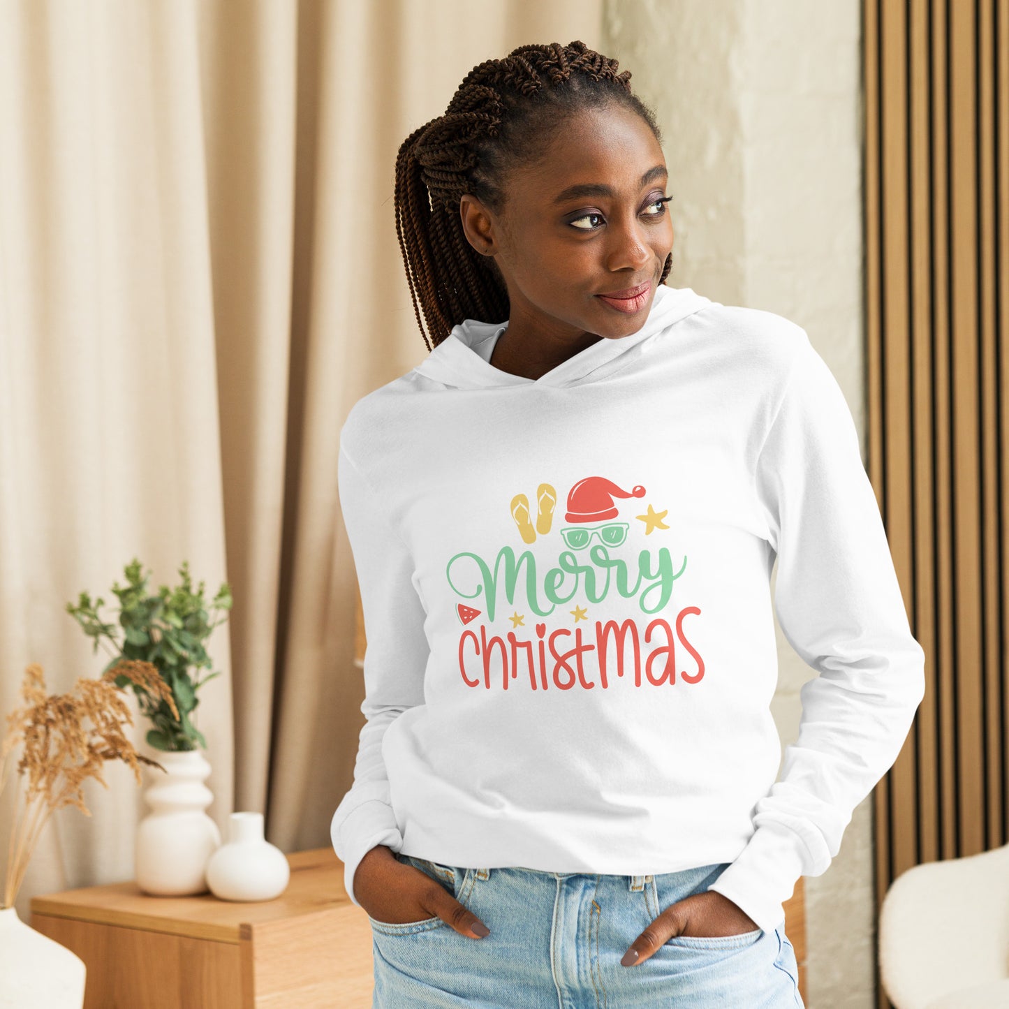 MERRY CHRISTMAS HOODED LONG SLEEVE