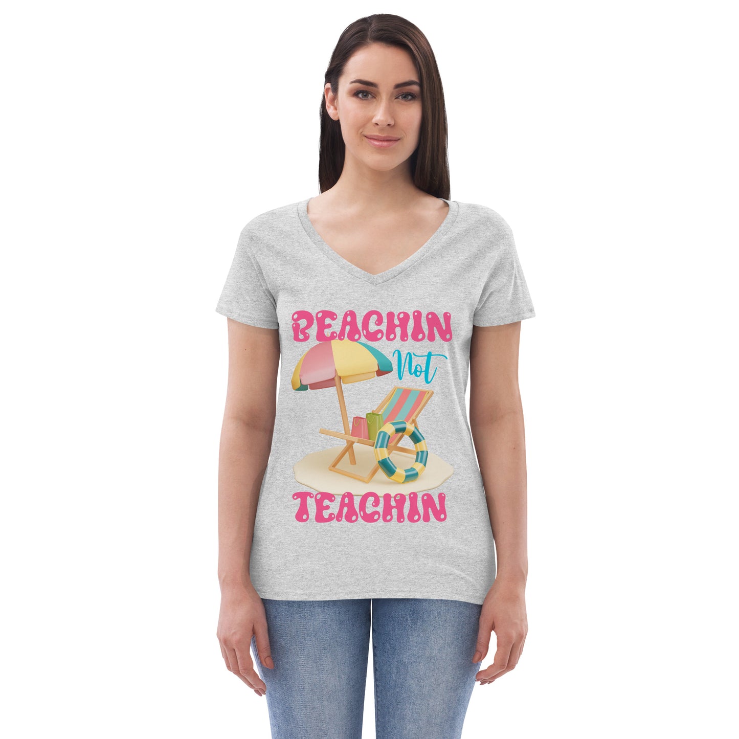 BEACHIN NOT TEACHIN (PINK) V-NECK